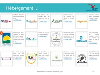 Hébergement …
Présentation e.Chèque-Vacances 2016. 33
 