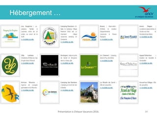 Hébergement …
Présentation e.Chèque-Vacances 2016. 34
 