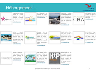 Hébergement …
Présentation e.Chèque-Vacances 2016. 35
 