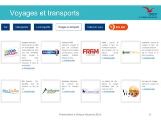 Voyages et transports
Présentation e.Chèque-Vacances 2016. 37
 