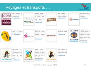 Voyages et transports …
Présentation e.Chèque-Vacances 2016. 38
 