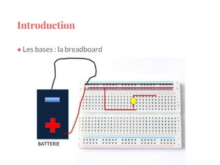 Introduction
● Les bases : la breadboard
 