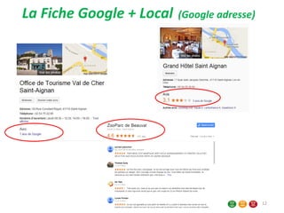La Fiche Google + Local (Google adresse)
12
 