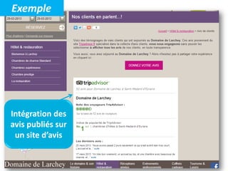 Exemple
Intégration des
avis publiés sur
un site d’avis
 
