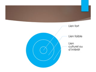 Lien fort
Lien faible
Lien
culturel ou
d’intérêt
 