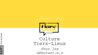 7 Novembre 2019
Culture
Tiers-Lieux
Pour les
débutant.e.s
BenoîtDeHaas
 