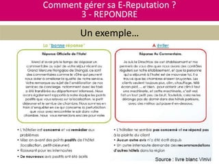 Comment gérer sa E-Reputation ?
3 - REPONDRE
Un exemple…
 