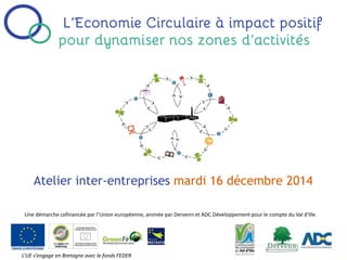 Atelier inter-entreprises mardi 16 décembre 2014
Une démarche cofinancée par l’Union européenne, animée par Dervenn et ADC Développement pour le compte du Val d'Ille
L’UE s’engage en Bretagne avec le fonds FEDER
 