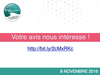 Votre avis nous intéresse !
http://bit.ly/2cMxRKc
 