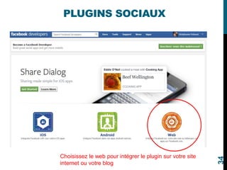 PLUGINS SOCIAUX
34
Choisissez le web pour intégrer le plugin sur votre site
internet ou votre blog
 