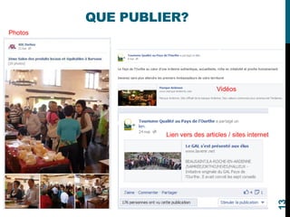 QUE PUBLIER?
Photos
Lien vers des articles / sites internet
Vidéos
13
 