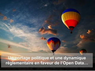 Un portage politique et une dynamique
réglementaire en faveur de l’Open Data…
 
