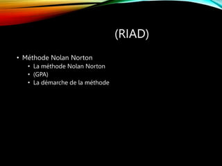 (RIAD)
• Méthode Nolan Norton
• La méthode Nolan Norton
• (GPA)
• La démarche de la méthode
 