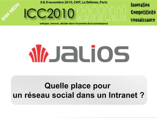 Quelle place pour
un réseau social dans un Intranet ?
 