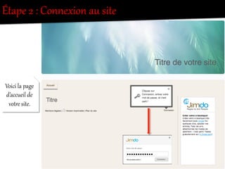 Voici  la  page  
d’accueil  de  
votOe  site.  
Étape  2  :  Connexion  au  site  
 