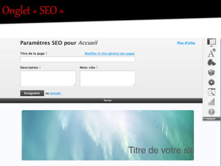 Onglet  «  SEO  »  
 