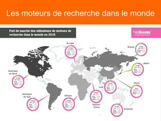 Quelques chiffres
 46,9 Millions d’internautes en France (2016 - Source :
Cabinet Raffour Interactif)
 Le moteur de rech...