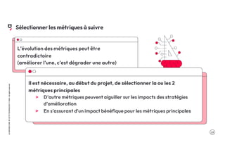 .23
LA
GROSSE
CONF
BY
OCTO
TECHNOLOGY
©
2024
-
All
rights
reserved
Sélectionner les métriques à suivre
L’évolution des métriques peut être
contradictoire
(améliorer l’une, c’est dégrader une autre)
Il est nécessaire, au début du projet, de sélectionner la ou les 2
métriques principales
> D’autre métriques peuvent aiguiller sur les impacts des stratégies
d’amélioration
> En s’assurant d’un impact bénéfique pour les métriques principales
 