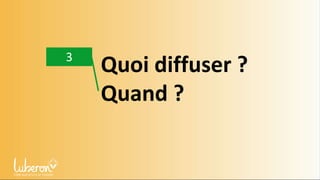 3
Quoi diffuser ?
Quand ?
 