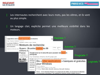 Les robots des moteurs sont très limités : ils n’interprètent pas Javascript,  ni AJAX et  ne sont équippés d’aucun plugin (Flash…)
