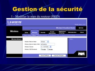 Gestion de la sécurité 1 - Modifier le nom du routeur (SSID) 