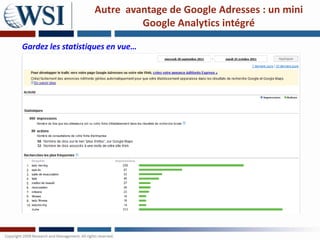 Autre avantage de Google Adresses : un mini
                            Google Analytics intégré

Gardez les statistiques en vue…
 