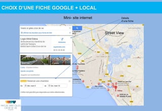 Street View
Détails
d’une fiche
Mini- site internet
CHOIX D’UNE FICHE GOOGLE + LOCAL
 