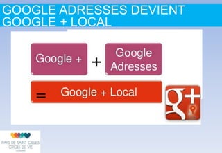 GOOGLE ADRESSES DEVIENT
GOOGLE + LOCAL
 