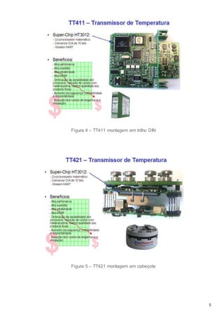 5
Figura 4 – TT411 montagem em trilho DIN
Figura 5 – TT421 montagem em cabeçote
 