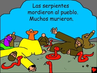 Las serpientes
mordieron al pueblo.
Muchos murieron.
 