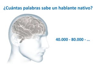 ¿Cuántas palabras sabe un hablante nativo? 
40.000 - 80.000 - … 
 