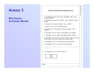 Anexo 3
Mini Exame
do Estado Mental
 