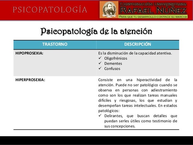 PSICOPATOLOGÍA DE LA ATENCIÓN