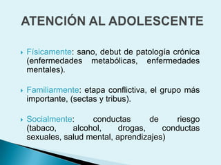 PROGRAMA DE ATENCIÓN AL NIÑO Y ADOLESCENTE = PANAFomentar el desarrollo integral (0-14 años)Colaborando en el desarrollo de una salud plena (física, psicológica y social)A través de servicios sanitarios (educación-prevención-tratamiento-rehabilitación)Desarrollados en el entorno de la comunidad donde vive y crece