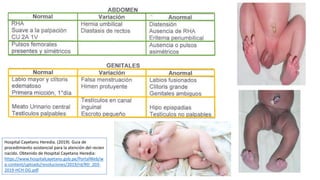 Hospital Cayetano Heredia. (2019). Guia de
procedimiento asistencial para la atención del recien
nacido. Obtenido de Hospi...