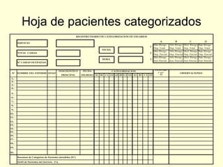 Hoja de pacientes categorizados 