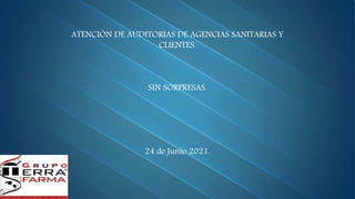 ATENCIÓN DE AUDITORÍAS DE AGENCIAS SANITARIAS Y
CLIENTES.
SIN SORPRESAS.
24 de Junio 2021.
 