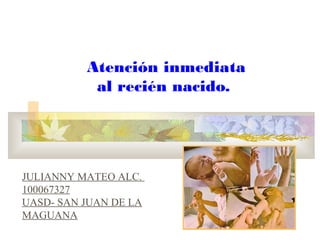 Atención inmediata
al recién nacido.
JULIANNY MATEO ALC.
100067327
UASD- SAN JUAN DE LA
MAGUANA
 