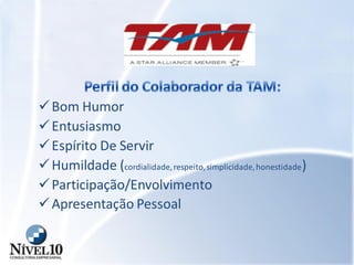 Bom Humor
Entusiasmo
Espírito De Servir
Humildade (cordialidade,respeito,simplicidade,honestidade)
Participação/Envolvimento
Apresentação Pessoal
 