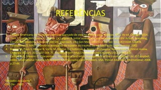 “Aleijados da Guerra”
Otto Dix - 1920
REFERÊNCIAS
1. Colégio Americano de Cirurgiões. Suporte avançado de vida no trauma para médicos. ATLS. 9a ed. Chicago; 2014.
2. Thim T, Krarup NHV, Grove EL, Rohde CV, Løfgren B. Initial assessment and treatment with the Airway, Breathing,
Circulation, Disability, Exposure (ABCDE) approach. Int J Gen Med. 2012;117-21. doi: 10.2147/IJGM.S28478.
3. Pavelqueires S. MAST: manobras avançadas de suporte ao trauma. 5a ed. São Paulo: Legis Summa; 2002.
4. Beuran M, Paun S, Gaspar B, Vartic M, Hostiuc S, Chiotoroiu A, Negoi I. Prehospital trauma care: a clinical review.
Chirurgia (Bucur). 2012;107:564-70. Available from: http://revistachirurgia.ro/pdfs/2012-5-564.pdf.
5. Campbell JE, Stevens JT, Charpentier L. Assessment and initial management of the trauma patient. In: JE Campbell,
editor. International Trauma Life Support for Prehospital Care Providers. USA: Person Education International; 2008.
p.27-44.
 