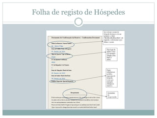 Folha de registo de Hóspedes
 
