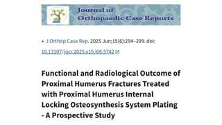 Functional and Radiological Outcomes of Proximal Humerus Fractures ...