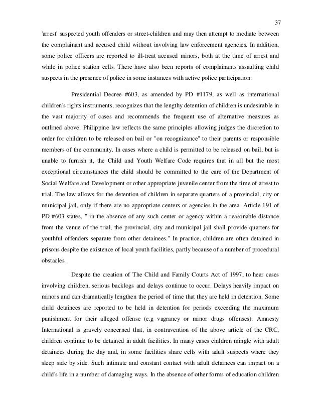 What is a good thesis statement for juvenile delinquency