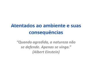 “Quando agredida, a natureza não
  se defende. Apenas se vinga.”
         (Albert Einstein)
 