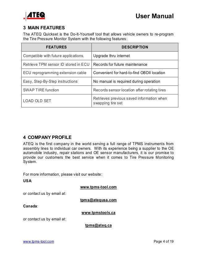 Tpms Compatibility Chart