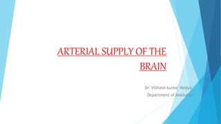ARTERIAL SUPPLY OF THE
BRAIN
Dr. Vibhash kumar Vaidya
Department of Anatomy
 