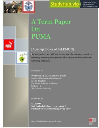 A Term Paper On PUMA PDF