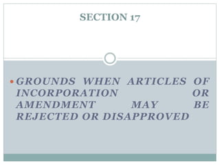 Section 17 Corporation Code(Philippines) | PPTX
