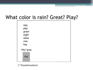 What color is rain? Great? Play?

(* Transformation)

 