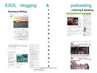 ESOL  blogging  &  podcasting Reading & Writing Listening & Speaking T E A C H E R S T U D E N T S 